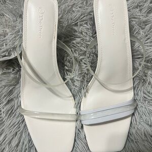 Amazon Women's Cream Sandals with Clear Straps
